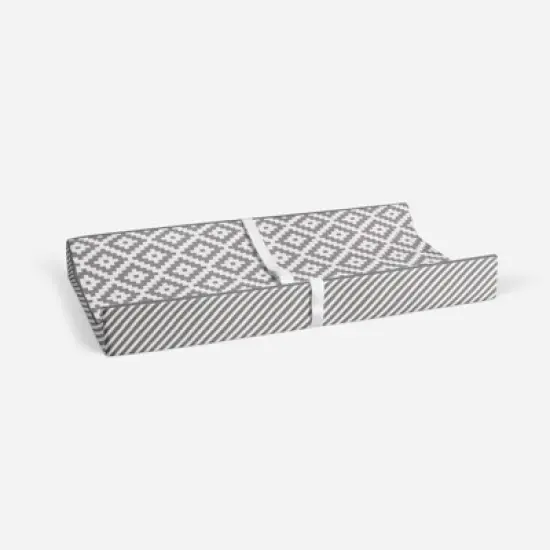 Bacati - Love Gray/White Warp Stripes Changing Pad Cover image {3}