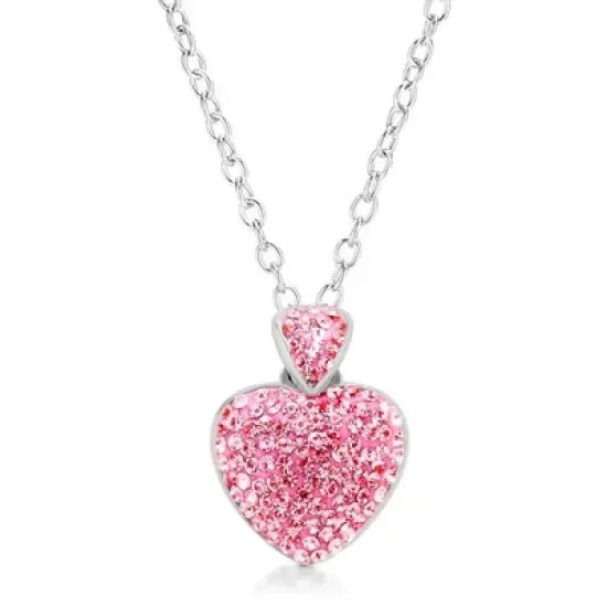 Chanteur Hypoallergenic Kids Jewelry Accessories Heart Pink Crystal White Gold Palladium Plating Necklace Pendant image {1}