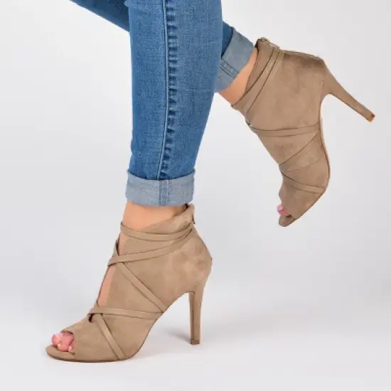 Journee Collection Womens Samara Back Heel Zip Peep Toe Stiletto Booties image {8}