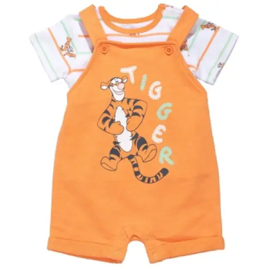 Disney Tigger Winnie the Pooh Baby French Terry Short Overalls T-Shirt and Hat 3 Piece Outfit Set Newborn to Infant image {5}