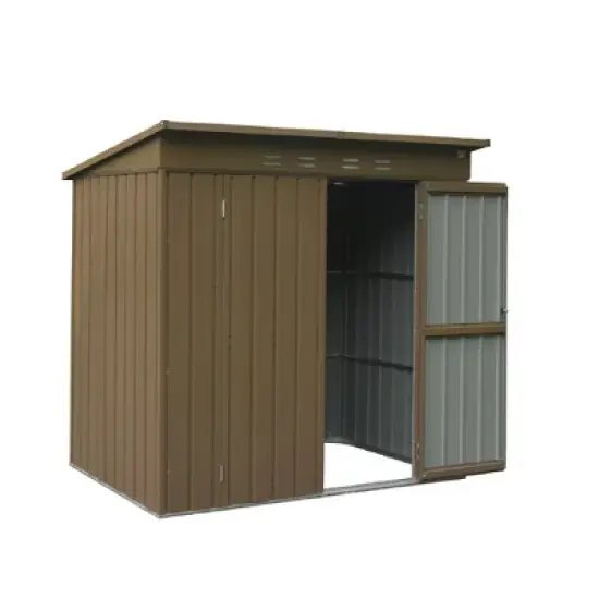 CLIHOME 6x4Ft Backyard Galvanized Steel Frame Storage Shed,Outdoor Metal Tool Shed Storage Room with Lockable Door image {7}