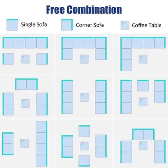 Costway 7PCS Patio Rattan Furniture Set Sectional Sofa Garden Black Cushion image {5}