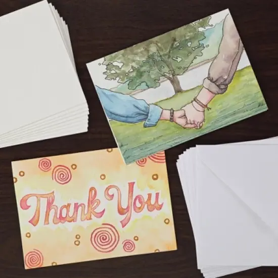 New York Central Folded Watercolor Cards with Envelopes - 5" x 7" - 140lb Cold Pressed, Bright White 100% Cotton - Archival Acid-Free Watercolor Paper image {5}