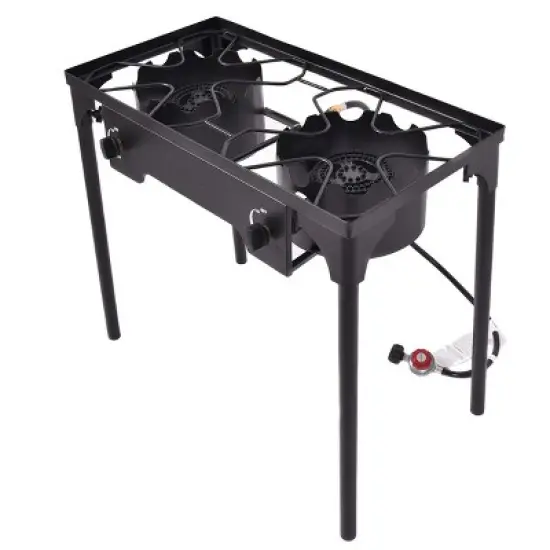 Costway Double Burner Gas Propane Cooker Outdoor Picnic Stove Stand BBQ Grill image {4}