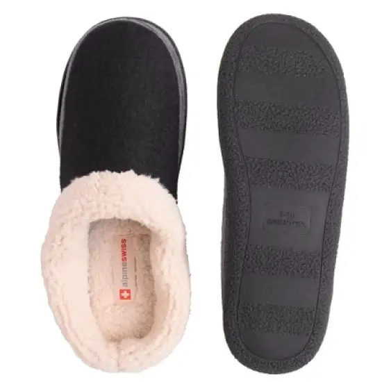Alpine Swiss Paul Mens Memory Foam Fleece Clog Slippers House Shoes image {3}