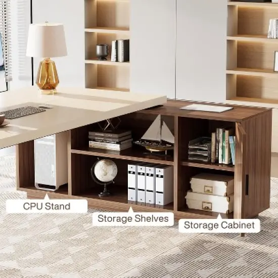 Tribesigns L-Shaped Computer Desk with Cabinet image {5}