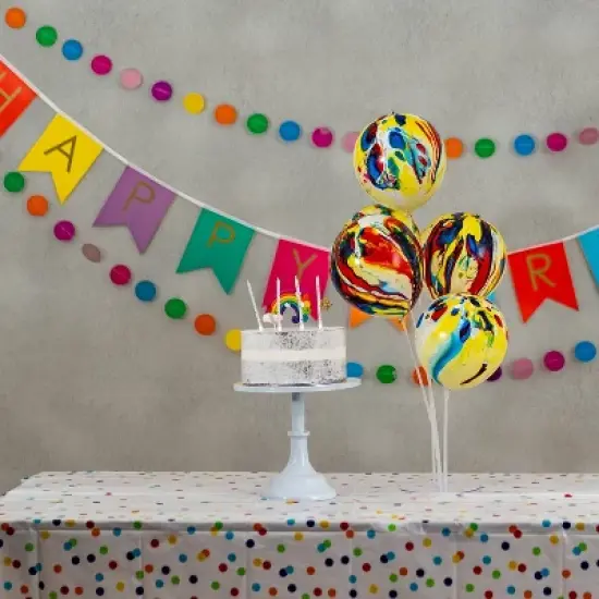 5ct illooms LED Light Up Marble Balloon: Multicolor Latex for Birthday Parties, Includes Batteries, Ages 8+ image {7}