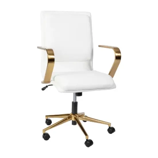 Merrick Lane Mid-Back Home Office Chair with Armrests, Height Adjustable Swivel Seat and Five Star Base image {17}