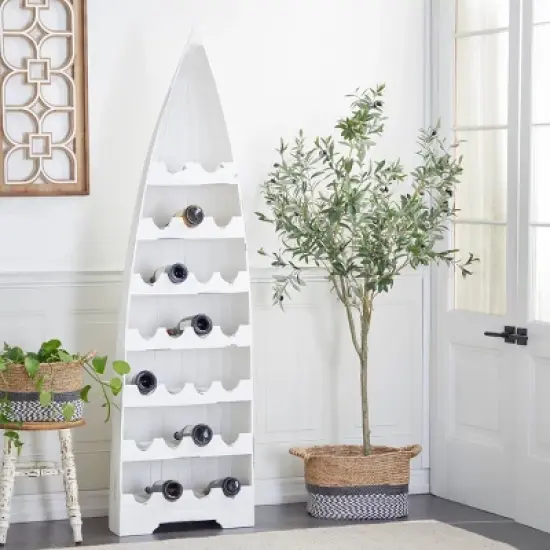 Coastal Wood Standing Wine Rack White - Olivia & May image {1}