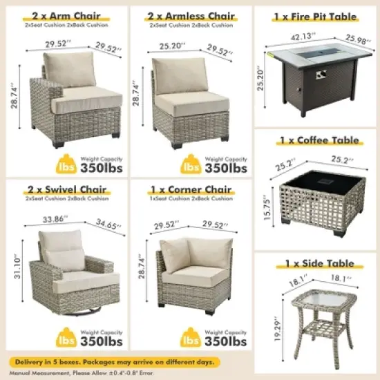 XIZZI Versatile Outdoor Rattan Sectional Sofa Set Collection, 8/9/10-Piece Set w/ Comfy Swivel Chairs, Perfect for Patio Relaxation and Entertaining image {1}