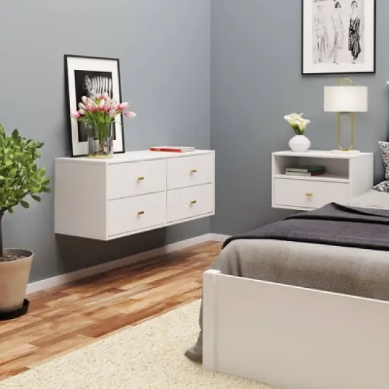 Hanging Dresser and Nightstand Set White - Prepac image {1}
