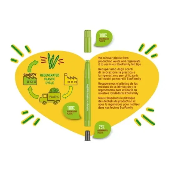CARIOCA Eco Family Jumbo Maxi Tip Washable Felt Tip Pens, 12 Per Pack, 2 Packs image {2}