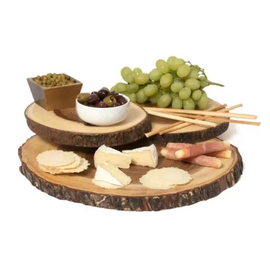 Lipper International Acacia Bark 3-Tier Swivel Server image {4}