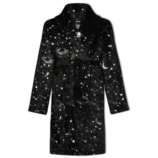 Sleep On It Boys Outer Space Plush Fleece Shawl Collar Robe with Matching Slippers image {1}
