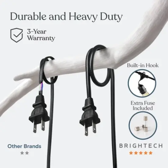 Brightech 7-Bulb LED Ambience Pro 1W 24ft 2700K S14 Indoor Outdoor Plug-in Hanging String Lights Clear Bulb Black Wire image {6}