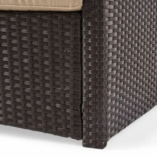 GDFStudio Nikki Outdoor Wicker 3 Seater Sofa with Tufted Cushions image {6}