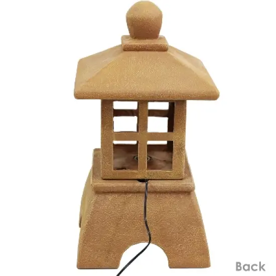 Sunnydaze 23"H Electric Resin Zen Lantern Outdoor Water Fountain with LED Lights image {5}