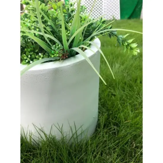 Rosemead Home & Garden, Inc. 10" Wide Kante Lightweight Modern Concrete Outdoor Planter Pot Pure White image {6}