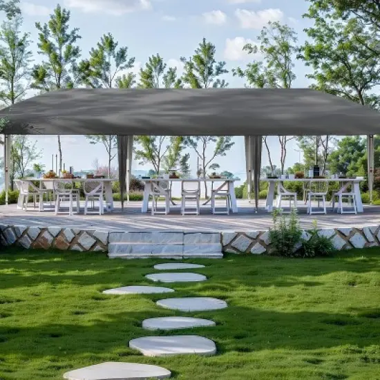 GustoWave Portable Outdoor 10x30 Ft Pop Up Canopy with 8 Sidewalls for camping image {8}