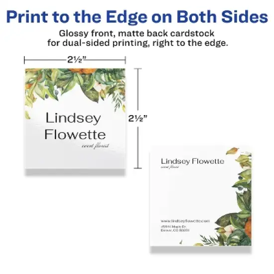 Avery Printable Business Cards, 2.5" x 2.5", Glossy White, 225ct image {5}