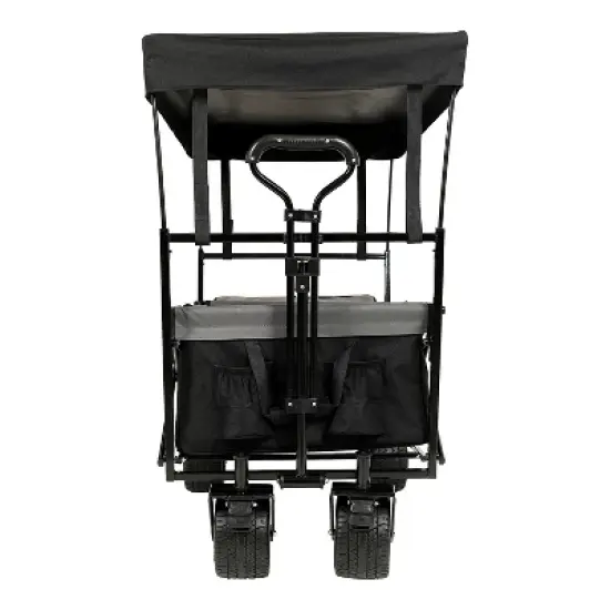 480Lbs Collapsible Wagon with Canopy,Wagon Stroller with 7" All-Terrain Wheels, Lightweight Foldable Wagon, Large Capacity with mosquito net image {8}