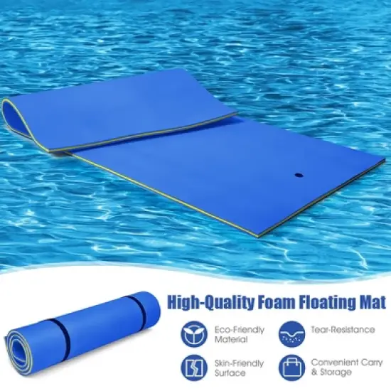 Costway 3-Layer Floating Water Pad 12' x 6' Floating Oasis Foam Mat Orange\Blue\Green image {3}