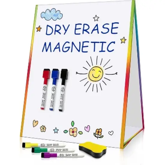 SCRIBBLEDO  Tabletop Magnetic Easel White Board 16"x12" with 6 markers and Eraser image {7}