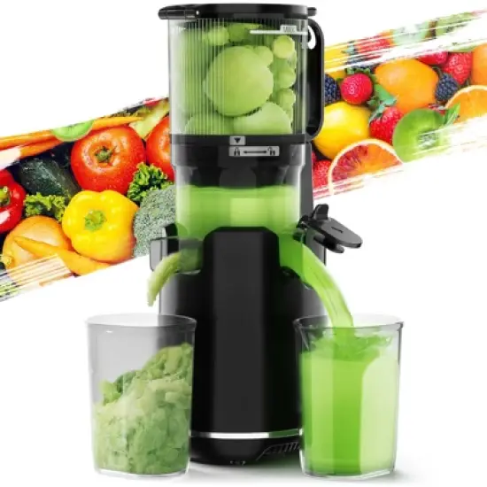 Ecoself Cold Press Juicer &ndash; 5.3" Large Feed Chute, 1.7L Capacity, Slow Masticating Juicer for Maximum Nutrients, Easy to Clean Juicer Machine (Black) image {3}