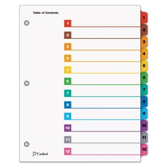 Cardinal Traditional OneStep Index System 12-Tab 1-12 Letter Multicolor 12/Set 61218 image {2}