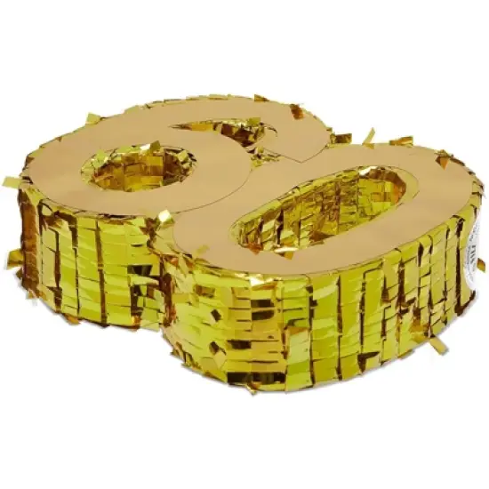 Mini Number Pinata 60 for 60th Birthday & Anniversary, Gold Foil image {3}