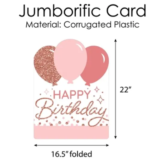 Big Dot of Happiness Pink Rose Gold Birthday - Happy Birthday Giant Greeting Card - Big Shaped Jumborific Card - 16.5 x 22 inches image {3}