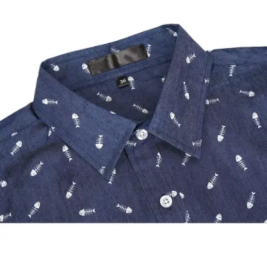 INSPIRE CHIC Men's Short Sleeve Button Down Summer Shirt image {2}