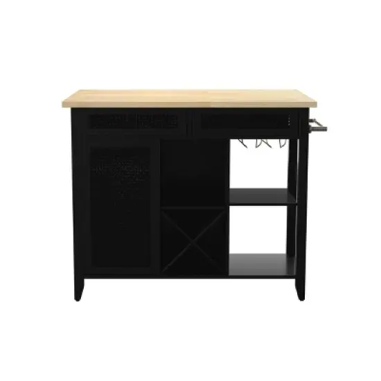 Ultom Expandable Freestanding Kitchen Island Black/Natural - Aiden Lane image {2}