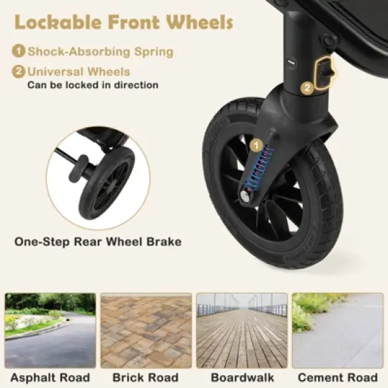 Infans 3-in-1 Newborn Stroller Folding Convertible High Landscape Toddler Stroller image {8}