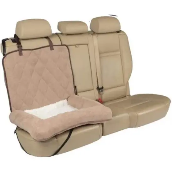 PetSafe Happy Ride Waterproof & Machine Washable Dog Car Bed Seat Cover for Cars and Trucks, Brown (40"L x 23"W x 5"H) image {3}