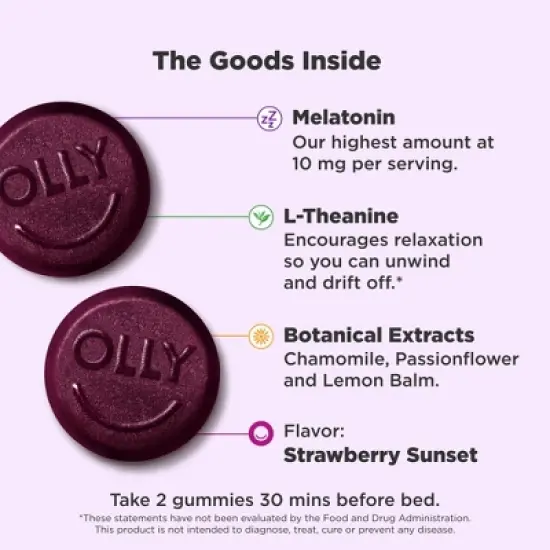 OLLY Maximum Sleep 10mg Gummies - Strawberry image {2}