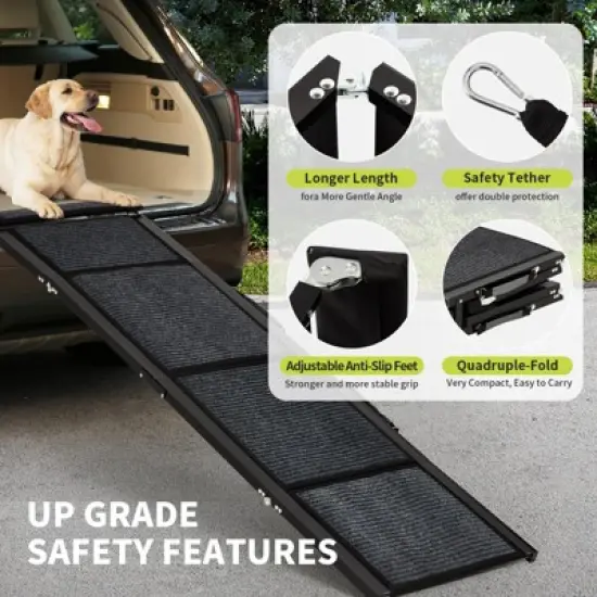 Upgraded Dog Ramp for Cars Folding Pet Ramp for Large Dogs with Non-Slip Surface Portable Dog Car Ramp,Dog Ramp Up to 250 LBS image {2}