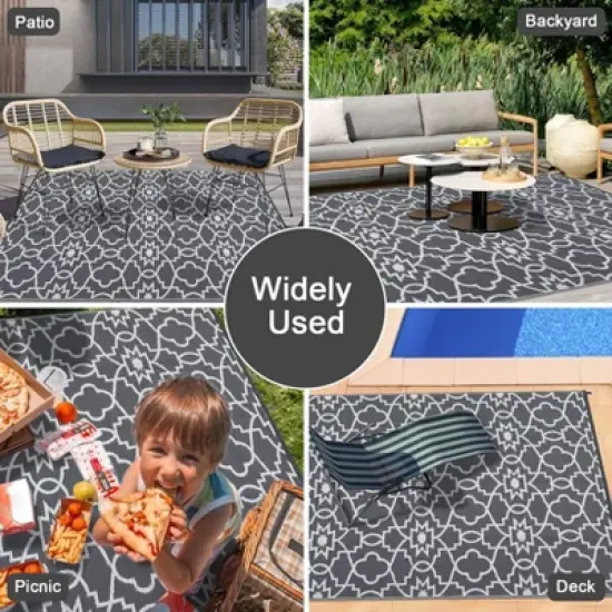 homfan Outdoor Rug - Waterproof Reversible for Patio, RV, Deck, Backyard image {8}