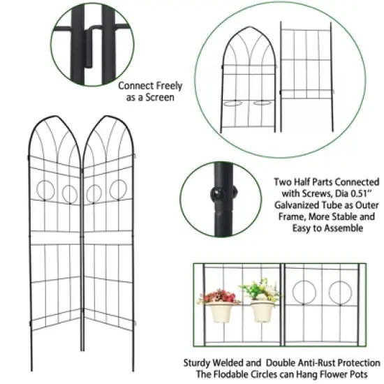 Syemin Patio Decorative Screens, Elegant Vine Pattern Yard Fencing, Pet-Safe Decorative Fence for Yard, Patio, Black, 40"*19.7"*78.7" image {1}