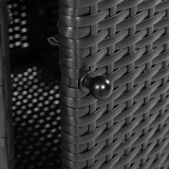 Wooakway 53"W Outdoor Grill Cart with Wheels Black Brown Wicker Rolling Kitchen Island with Storage and Extension Tabletop image {14}