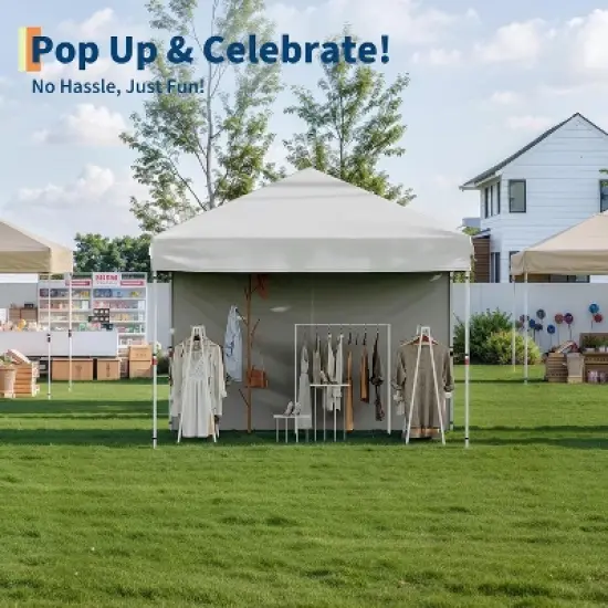 10&times;10 ft Heavy‑Duty Instant Pop‑Up Canopy Tent &ndash; One‑Person Push‑Button Setup + Wheeled Bag & 1 Sidewall, UV/Water‑Resistant Outdoor Shelter image {5}