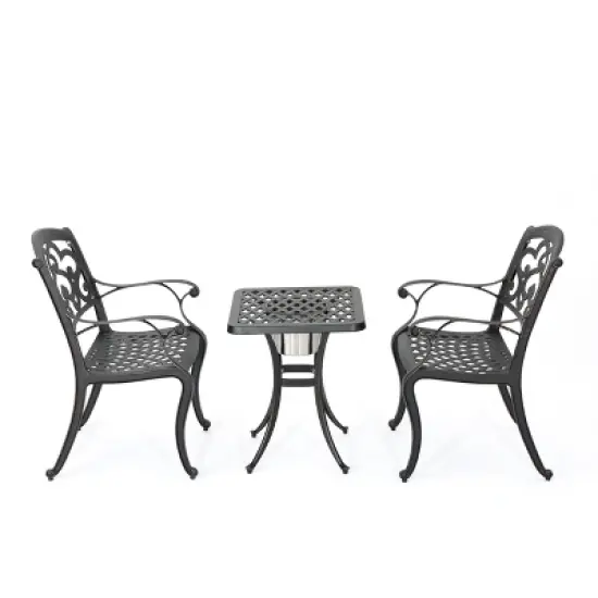 Alexa 3pc Cast Aluminum Bistro Set - Shiny Copper - Christopher Knight Home image {1}