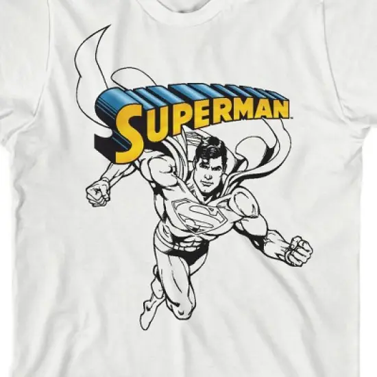 Superman Lineart Crew Neck Short Sleeve White T-shirt Toddler Boy to Youth Boy image {1}