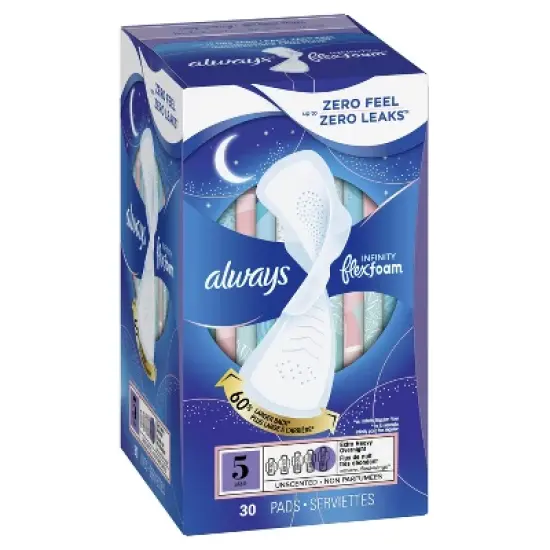 Always Infinity Extra Heavy Absorbency Overnight Sanitary Pads with Wings - Unscented image {9}