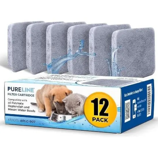PureLine Petmate Replendish Water Filter Replacement, Compatible with Petmate Mason, Petmate Replendish and Mason Gravity Water Bowls (12 Pack) image {7}