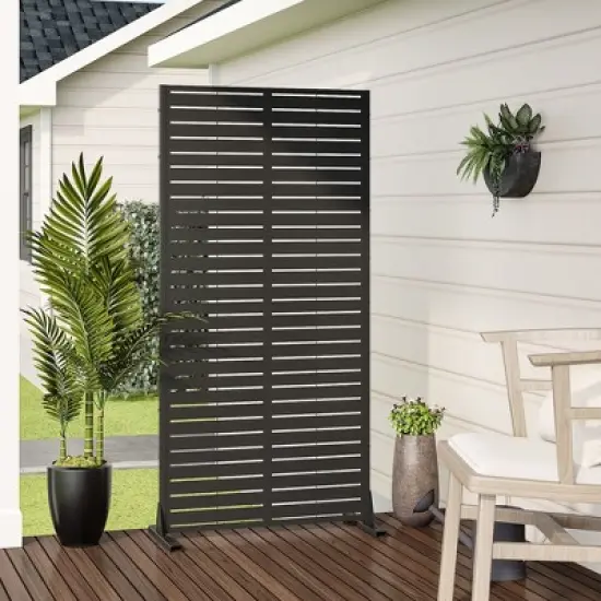 Classic Rectangular Galvanized Sheet Screen with Blinds, Outdoor Partition Garden Screen image {1}