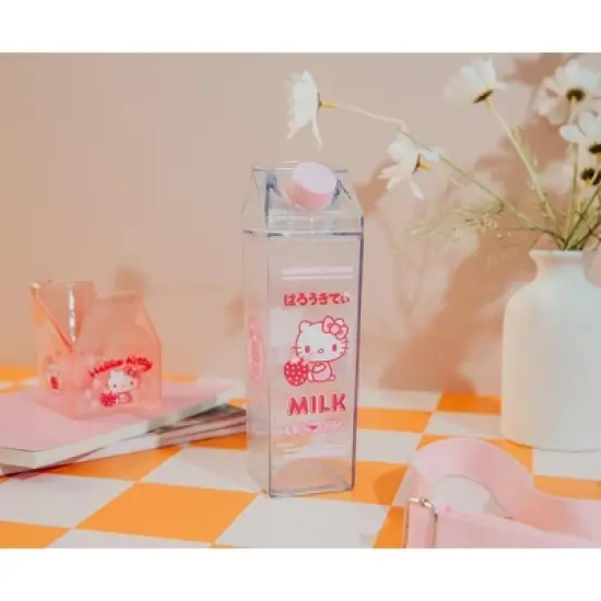 Silver Buffalo Sanrio Hello Kitty Strawberry Plastic Milk Carton Bottle | Holds 16 Ounces image {4}
