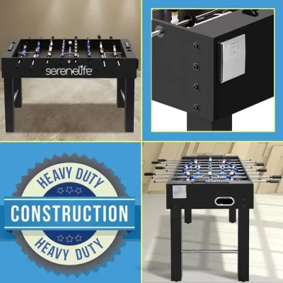 SereneLife 48" Arcade Foosball Table - Home Game Room Soccer Table, Modern Black image {3}