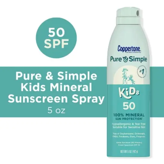 Coppertone Pure & Simple Kid's Sunscreen Spray - SPF 50 - 5oz image {2}