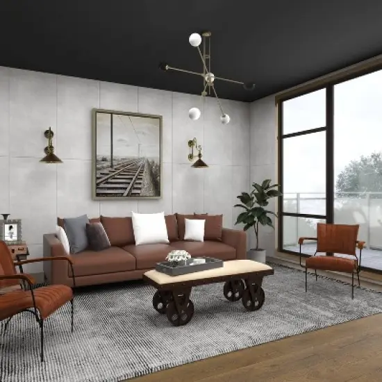 Industrial Wood Bench Brown - Olivia & May image {12}